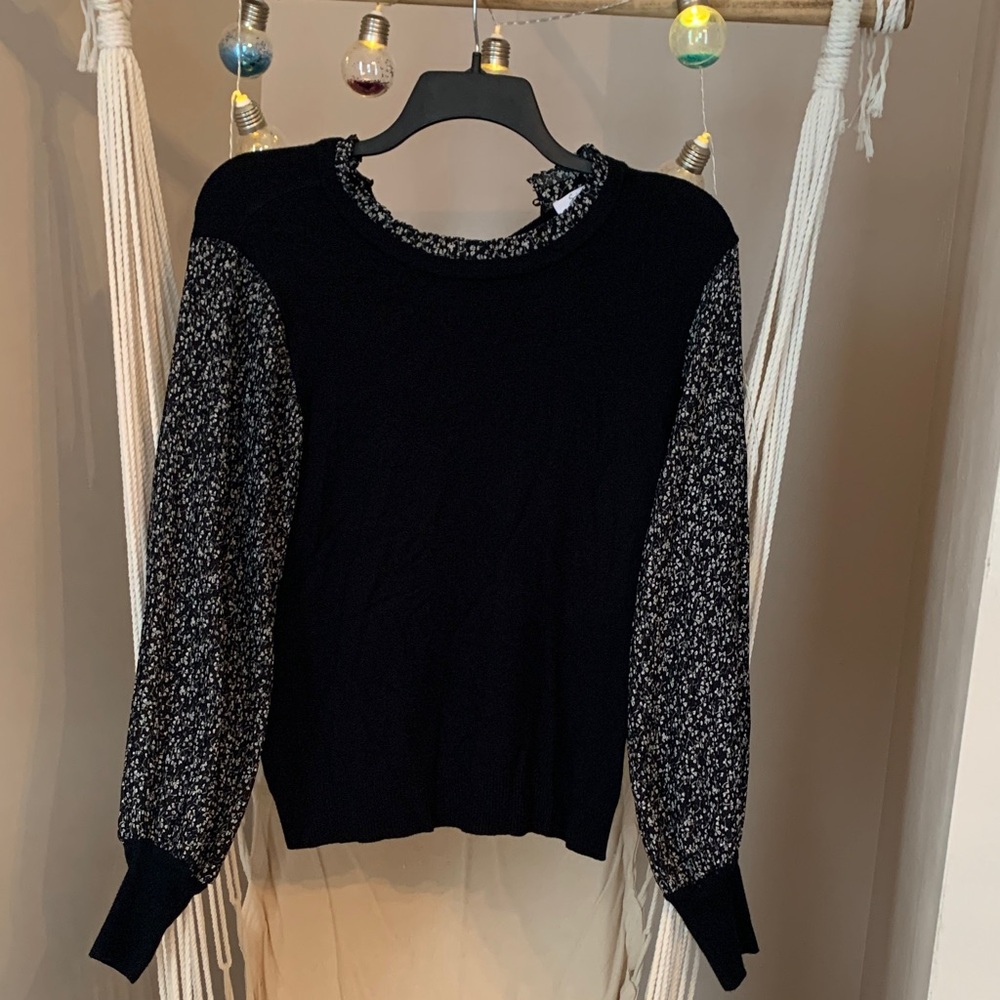 Sioni Black and White Patterned Sweater large